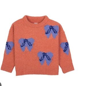 Deep peach  Sweater with Purple Bow Accents by boutique designer Wynken